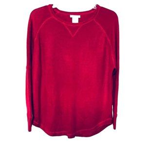 SWEET ROMEO LONG SLEEVE SWEATER, WOMENS, M, CRANBERRY, ROUND CORNERS, ROUND NECK
